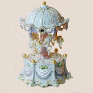 ROSE CAROUSEL 3 HORSES - WHITE