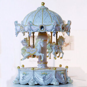 ROSE CAROUSEL FOUR HORSES - WHITE