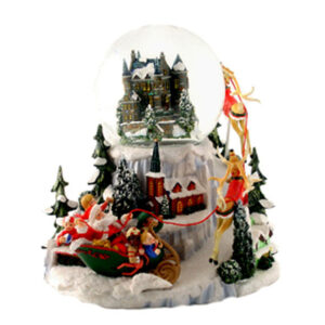 DEER DRAWING SANTA SNOW SCENE WG