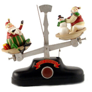 SANTA BEAR SITTING ON SCALE PAN